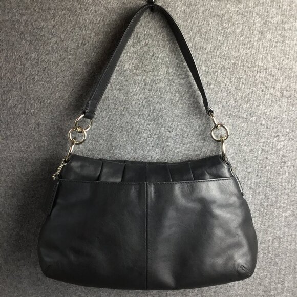Vintage Coach Black Leather Colette Hobo Soho Buckle Pleated Flap Bag - Picture 3 of 9